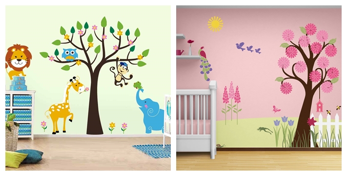 Çocuk Odaları İçin Resimli Duvar Kağıtları