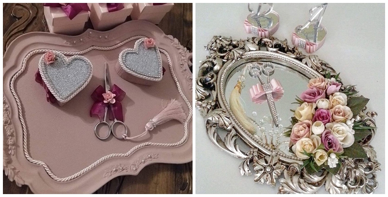 Swarovski Taşlı Nişan Tepsisi Modelleri