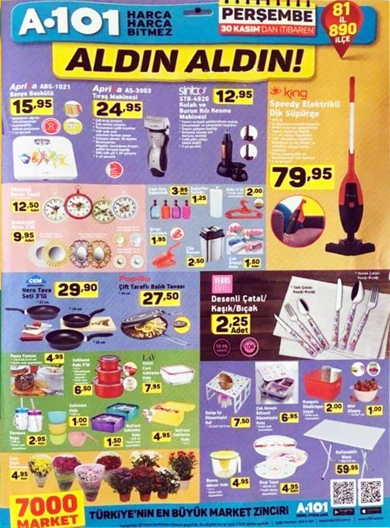 A101 30 Kasım 2017 Aktüel Ürünler Kataloğu