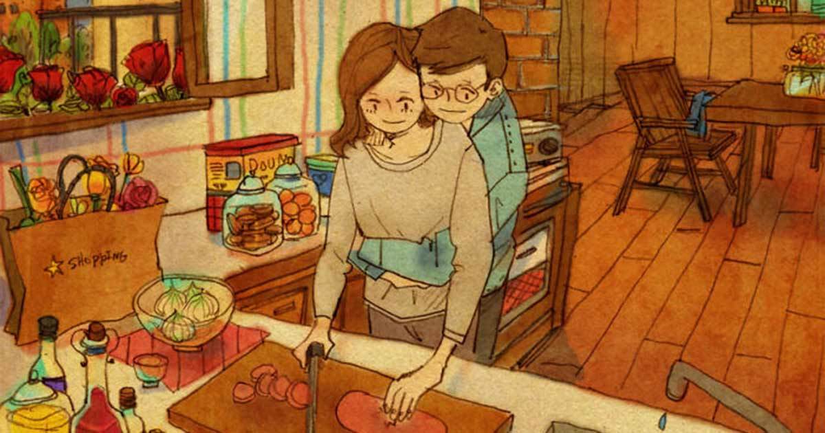 Bazen Değerini Bilmesek De, Çizilen Sade ve Samimi Resimler Aşkı Çok Güzel Şekilde Anlatıyor.