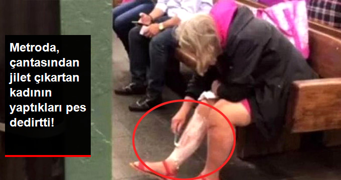 Metroda Durağında Jiletle Bacaklarını Tıraş Eden Kadın Pes Dedirtti!