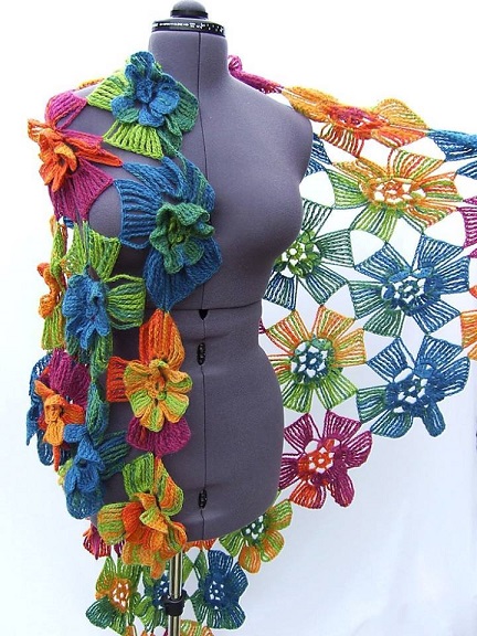 Bahara Özel Bayan Örgü Şal Modelleri