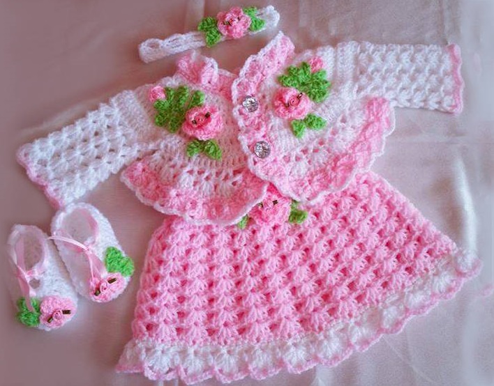 Kız Bebekler için Baharlık Örgü Elbise Modelleri