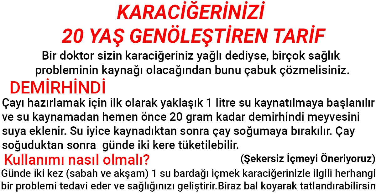 Karaciğerinizi 20 Yaş Gençleştiren Tarif