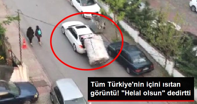 Kadın Sürücü, Yokuşu Çıkamayan Kağıt Toplayıcı Çocuğa Yardım Etti