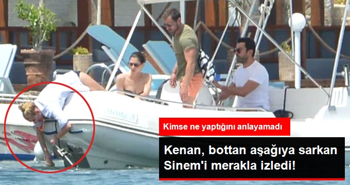 Güzel oyuncu Sinem Kobal, denize açıldıkları botu halatlardan kurtardı