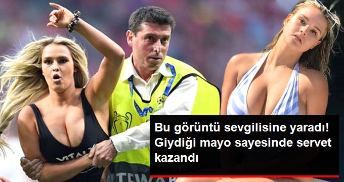 Sahaya mayolu şekilde giren Kinsey Wolanski, giydiği mayo sayesinde sevgilisine 4 milyon dolar kazandırdı