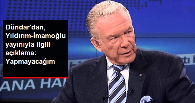 Uğur Dündar, İmamoğlu ile Yıldırım’ın ortak yayınıyla ilgili konuştu: Moderatörlük yapmama kararı aldım