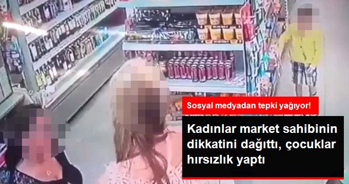 Kadınlar market sahibinin dikkatini dağıttı, iki çocuk hırsızlık yaptı