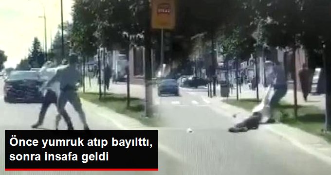 Bayılttığı adamı araba çarpmasın diye kenara çekti