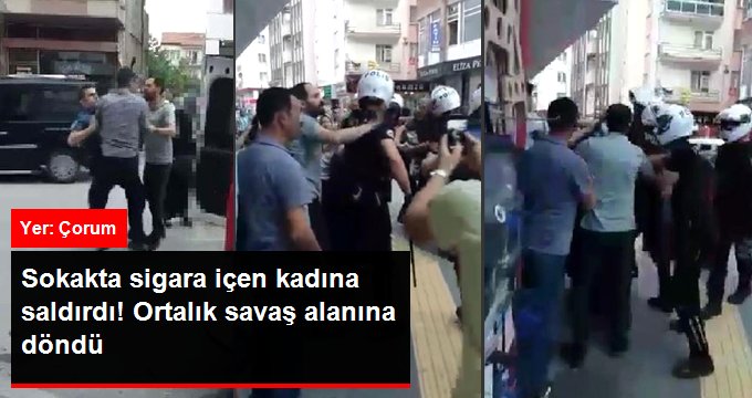 Sokakta sigara içen kadını dövdü, polise direndi