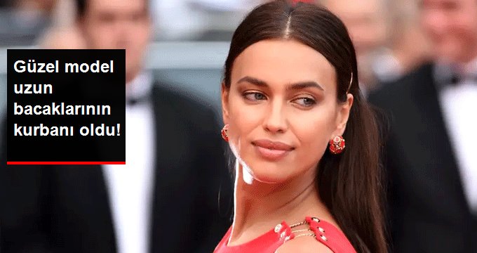 Güzel model Irina Shayk, kaydırağa sıkıştı