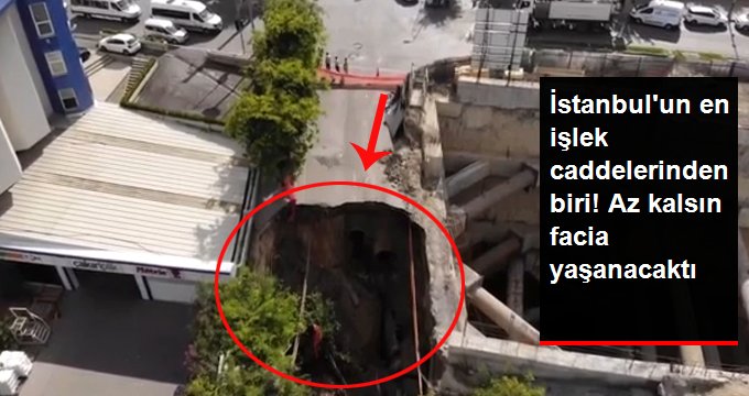 Bahçelievler’de, yüzlerce aracın geçtiği yol çöktü, facianın eşiğinden dönüldü!